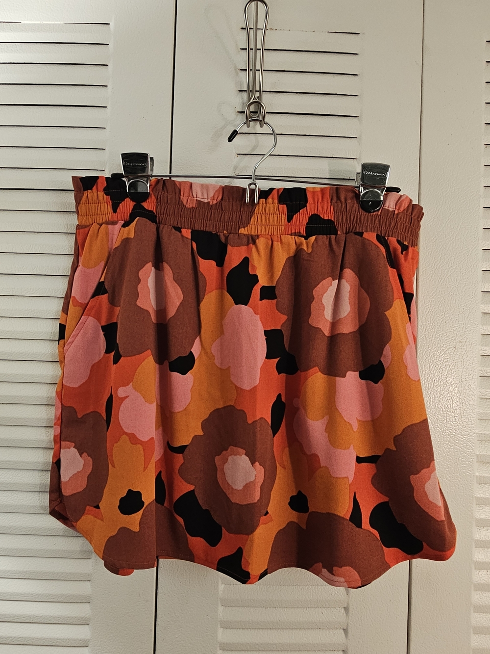 DR2 Orange & Pink Floral Elastic-Waist Skater Skirt